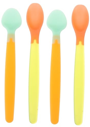 ERINGOGO 2Sets Cucchiai Silicone Colorati per Cucchiai Termosensibili per Svezzamento Materiale e Facili da Usare e Leggeri per Genitori