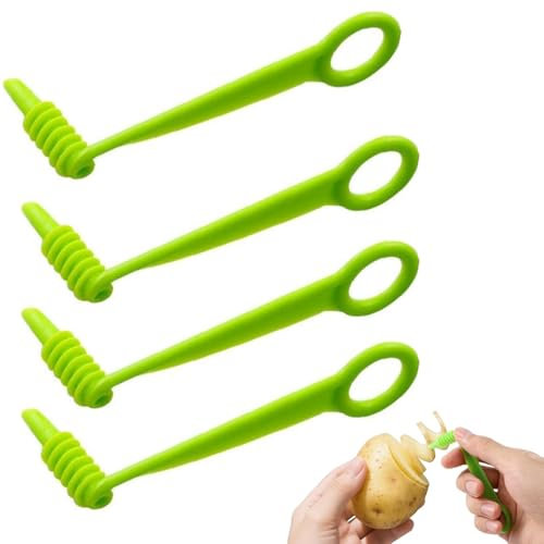 4 Stück Spiralschneider Gemüseschneider,Handgekurbelte Gurken- und Kartoffelschneidemaschine,Kunststoff Schneidewerkzeug,Inklusive kartoffel spiralschneider,für Kreative Obst- und Gemüsezubereitun