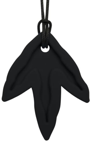 ARK Kauhalskette Dino Spuren – coole Beißkette mit Fossil-Design – orale & sensorische Stimulation – verschiedene Härtegrade – BPA-frei & spülmaschinenfest (schwarz, mittel)