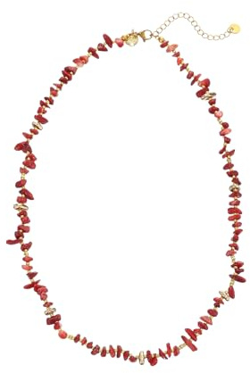 Leslii Kurze Halskette Collier mit Naturstein roter Jaspis