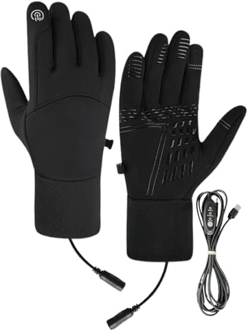 Gants chauffants électriques | chauds à prise USB respirants et antidérapants - Gants USB avec chauffage et doigts à écran tactile | Pour adultes adolescents hommes femmes pour ski randonnée