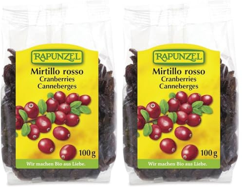 Rapunzel Mirtilli Rossi Secchi - 100 g - l'imballaggio può variare (Confezione da 2)