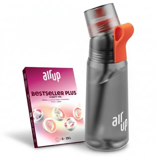 AIR UP Borraccia Twist Pro Charcoal Grey 1l con 5 pod aromatizzati | Ricariche pod disponibili separatamente, ideale per palestra e idratazione quotidiana