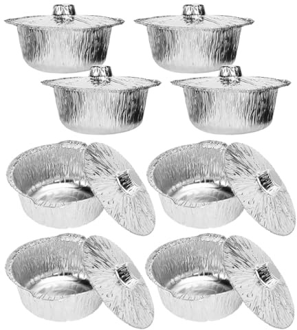 HOMSFOU Lot de 8 Barquettes Aluminium Jetables 2000 ML avec Couvercles, Multiusages pour Cuisson au Four, Airfryer, Barbecue, Congélation – Ustensiles Légers et Recyclables pour Camping