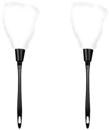 BORFUE 2Pcs Halloween Maid Cleaner Tools White Feather Duster with Black Handle for Home Furniture Cleaning & Party Cosplay Photo Props