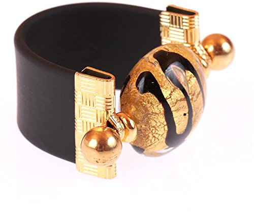 Anillo de cristal de Murano Negro-oro Ohio 17 mm
