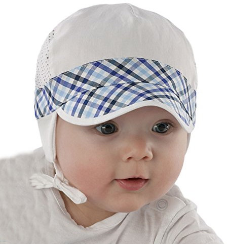 Babymütze für Jungen leichte Sommermütze Schildmütze 5458 hellblau Karo Gr. 42