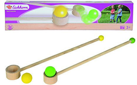 Eichhorn 100004543 - Buntes Balancier-Spiel; enthält 2 Balancierstäbe mit 2 Schwierigkeitsstufen, 2 Sprungbälle, Nutzung für innen sowie für draußen, Birkenholz