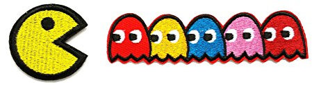 Pac-Man Geister, Blinky Pinky Inky Clyde, bestickter Aufnäher zum Aufbügeln oder Aufnähen.