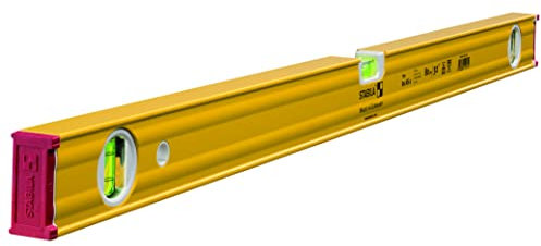 STABILA Wasserwaage Type 80 AS-2, 80 cm, verstärktes Alu-Profil, 1 Horizontal-Libelle, 2 Vertikal-Libellen, integrierte Rutsch-Stopper, Made in Germany