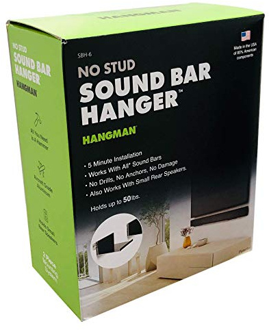Hangman SBH-6 No-Stud Soundbar Hanger, Black