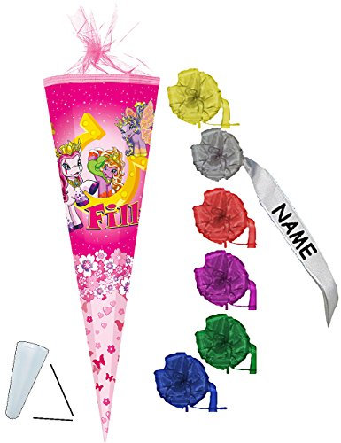 alles-meine.de GmbH stabile Spitze - aus Kunststoff - verschiedenes Zubehör frei wählbar - passend für Schultüte - Filly Pferde - 22/35 / 50/70 / 85 cm - Zuckertüte ALLE Größ..