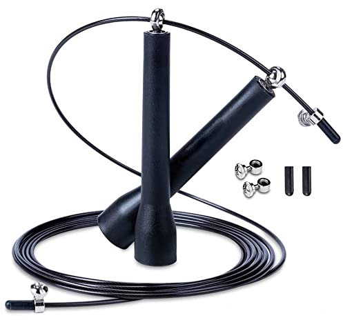 NEWPOWER - Hochgeschwindigkeits-Springseil, Crossfit, Boxen, MMA, Stahl mit PVC-Beschichtung, Länge verstellbar 3 m, 360 ° leichtes Kugellager, ideal für Doppelspringen