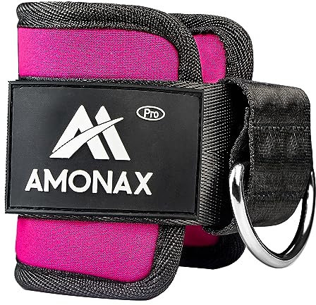 Amonax Sangle Cheville Musculation Poulie - Sangle Musculation et de Fitness sur Le Câble Machines pour Training Leste Chevilles (1 Pièce - Rose)