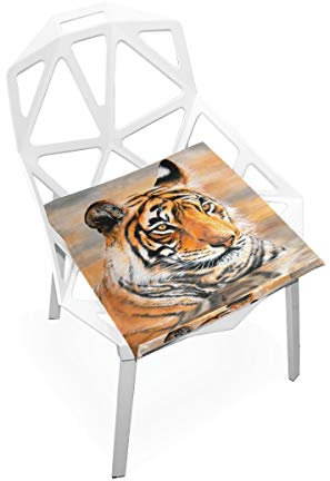 linomo Indisch Tier Tiger Memory Foam Stuhlkissen Sitzkissen für Kinder, 40 x 40 cm