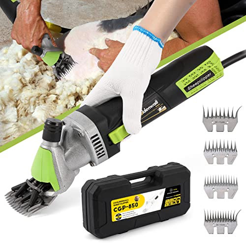 CGOLDENWALL Elektrische Schafschere 850W Ziegenschere Clipper Trimmer Wolle Scher Schaf Ziegen Clipper Tierhaar Schermaschine Trimmer Werkzeug mit 9 Gerade+9 Gebogene+13 Gerade+13 Gebogene Zähne