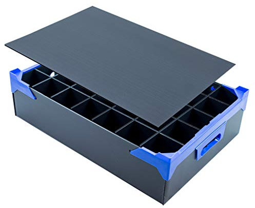 Small Glassware Storage Box with Lid and Protective Dividers | Storage Box with 35 Cells for Storing and Moving Shot Glasses/Hi-Balls | 35 Cells (Max Glass Size: H120 x W65mm)