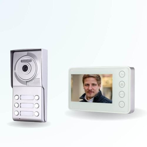 BT Security Portier interphone vidéo Neo 2 Fils - 6 Appartements - 6 écrans Blancs