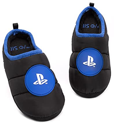 Playstation Hausschuhe Jungen Kinder Teens Spiel Logo Schwarze Schuhe 32