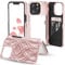 W7ETBEN iPhone 13 Pro Wallet Case, iPhone 13 Pro Case with Kickstand Built-in Mirror Shockproof Card Holder Cover for Apple iPhone 13 Pro 6.1 Inch (Rose Gold)