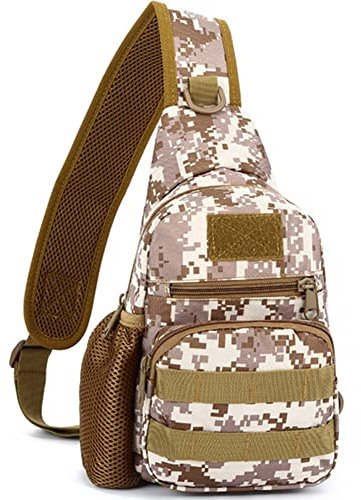 NuCamper Taktisch Sling Rucksack Umhangetasche Militar Brusttasche Tactical Crossbody Bag mit Flaschenhalter für Reise Wandern Radfahren Outdoor Multipurpose Tagepacks