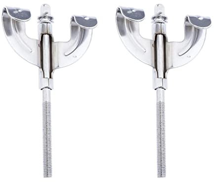 2x Bassdrum Klauenhaken mit Spannstangen Silberteile Montagezubehör