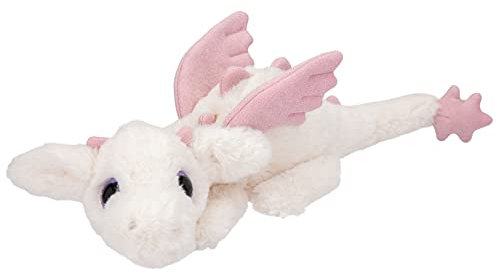 Depesche 11701 TOPModel Dragon Love - Kuscheltier Drache in Weiß und Rosa, Plüschtier mit glitzernden Augen, ca. 50 cm