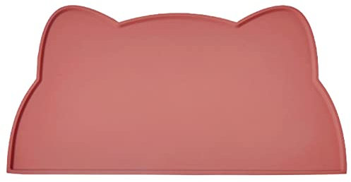 septillar Tapis Gamelle Chat et Chien, Tapis Silicone Bol Antidérapant Tapis de Nourriture pour Animaux Imperméable (Rouge Corail)