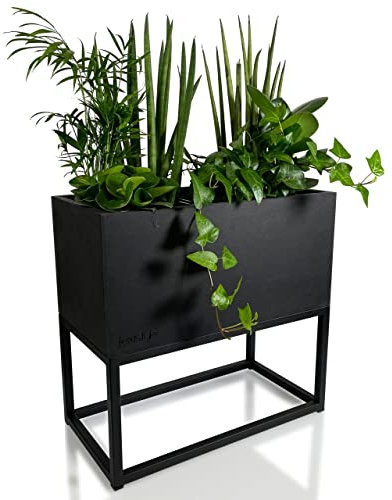 Soporte para plantas LOFT FIORINO metal MDF madera flor negro maceta con patas altas macetas estilo loft muchas dimensiones (MDF 22 x 42 x 40 cm)