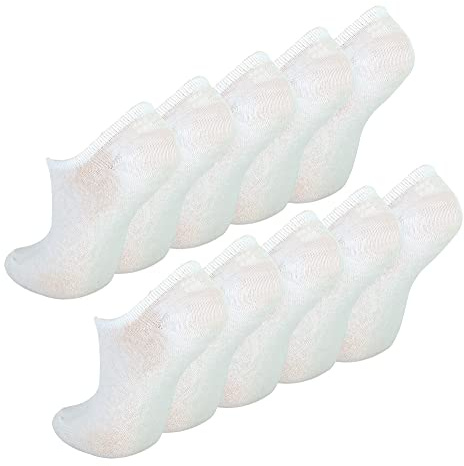 10 Pair Multipack Kids Invisible Socks | Sock Snob | Breathable White No Show Socks for Girls & Boys (3-7 Years, White)