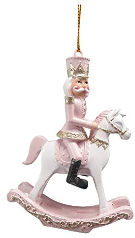 Clayre & Eef Weihnachtsanhänger Schaukelpferd 9 cm Rosa Kunststoff Weihnachtsdekoration