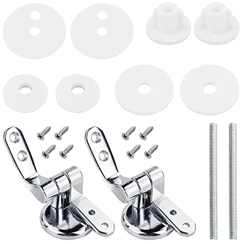 Toilet Seat Hinges Replacement - Zinc Alloy Fittings Hardware DIY Repair Kit With Parts for Most Seats (2 Pcs)