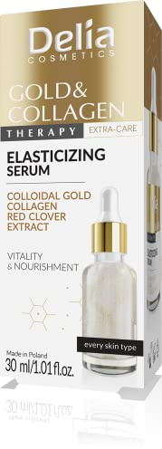 Delia Cosmetics - Gold & Collagen Therapy - Elasticizing Serum - Vitality - Nourishment - Colloidal Gold - Red Clover Extract - Collagen - 30 ml