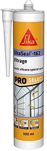 SIKA - SikaSeal-162 Vetri, Nero, Sigillante Silicone Speciale guarnizioni per vetri, verande, serre e piastrelle, Interni ed Esterni, 300ml