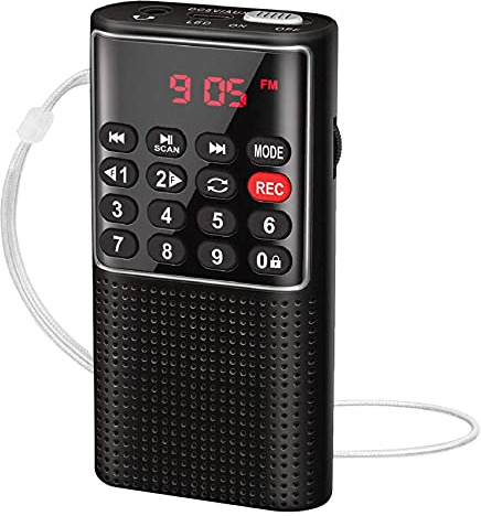 Oikabio Radio de Poche FM Walkman Radio à Batterie Portable avec Enregistreur, Clé de Verrouillage, Lecteur de Carte SD, Enregistreur de Son Rechargeable