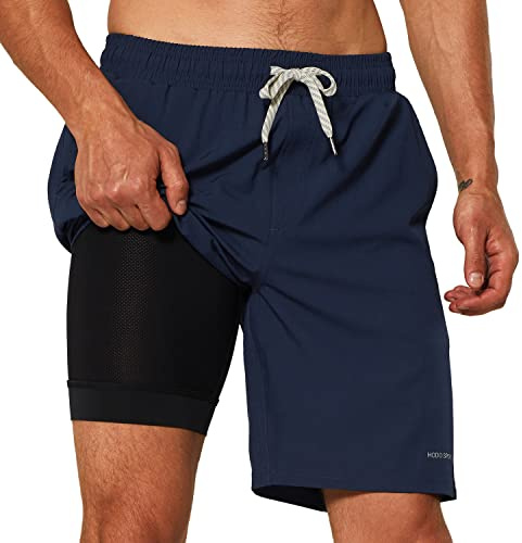 HODOSPORTS Badehose Herren mit Innenhose Badeshorts Männer Schnelltrocknend Badehosen Reißverschluss