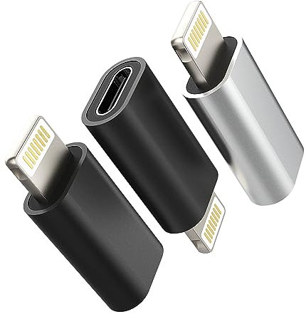 Adapter USB C auf Lightning-Stecker (3 Stück) iPhone männlich USB C weiblich Konverter Typ Jack Ladegerät Kabel für Apple 14 13 12 11 Pro Max Mini 7 8Plus X SE Xs iPad Air Charger Port Kabel Connector
