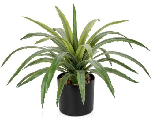 Briful Plante artificielle Agave 33 cm - Plantes artificielles en pot - Aloe vera - Plantes décoratives d'intérieur - Plantes succulentes artificielles pour la maison, la salle de bain