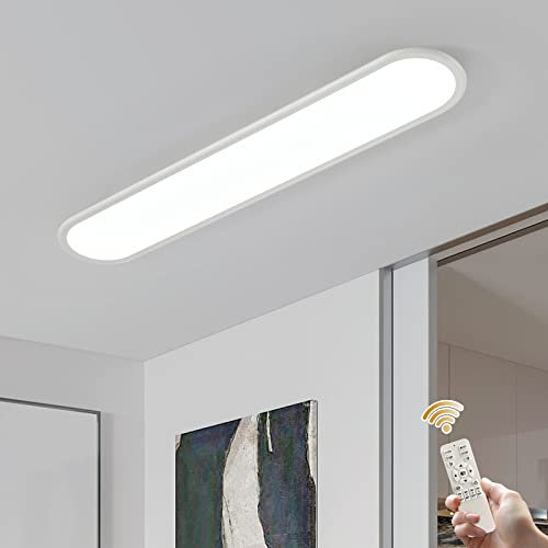 Oninio LED Deckenleuchte Lange Deckenlampe Dimmbare mit Fernbedienung 100cm Moderne Ultraslim Deckenleuchte für Schlafzimmer, Wohnzimmer, Flur Weiß