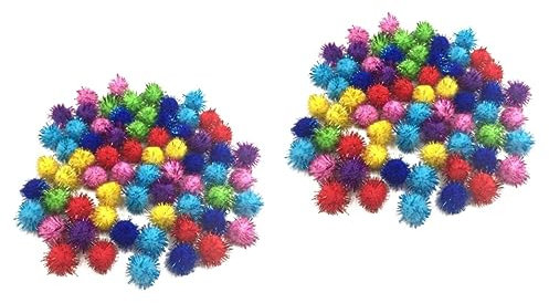 EXCEART 400 Stk Funkelnde Kugeln Verschiedene Bommel Glitzer Pompons Weihnachten Sortierte Pompons Lametta-pompons Für Diy-kunst Mehrfarbige Pom-kugeln Lametta Kugeln Blitz Schmücken