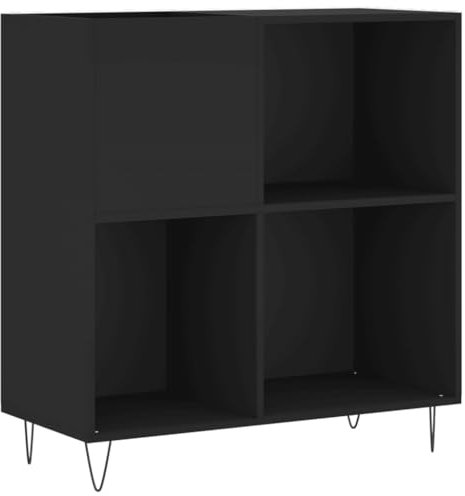 vidaXL Plattenschrank, Schallplattenschrank mit viel Stauraum, Plattenspieler Schrank für Wohnzimmer, LP Schrank Schallplattenständer, Schwarz Holzwerkstoff