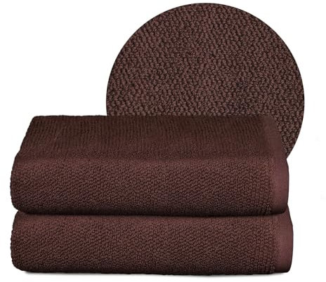BEAUTEX Handtuch-Set Premium Frottier Sets Made in Europe, 100% Baumwolle 550g/m², Oeko-TEX Zertifiziert (Set: 2 Handtücher - 50x100 cm in Dunkelbraun)