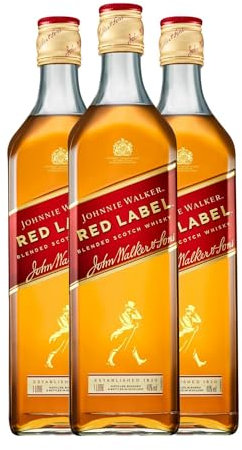 Whisky Blended Johnnie Walker Red Label Botella Misil 1 L (Caja de 3 Botella Misil de 1 L)