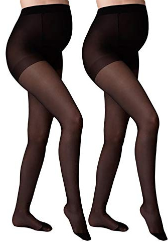 Giulia 20 Den Umstandsstrumpfhose Strumpfhose für Schwangere Mutter, Farbe: Schwarz, Größe: L, 2er Set