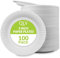 QLV White Paper Plates 100 Pack - 7 inch Disposable Plates for Parties, Christmas, Birthdays, BBQs, and Gatherings - Heavy Duty, Biodegradable & Compostable Party Plates for Hot & Cold Food