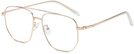 Junsika Quadratische Pilotenbrille Blaulichtfilter Brille für Damen und Herren Klassische Vintage Gold Pilotenbrille Metallrahmen Computer Brille