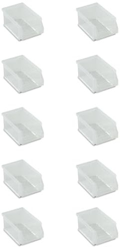 Tayg Lot de 10 bacs en plastique empilables n°53 – Organiseur à vis, tiroir, boîte de rangement, bacs en plastique rectangulaires, 33,6 x 16 x 13 cm