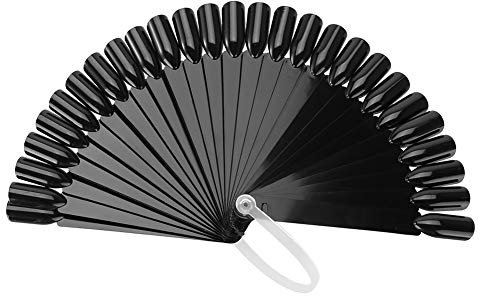 32 Pcs Nail Practice Nail Tips, Nail Color Display Stick Fan Shaped Nail Polish Sample Sticks Finger Nail Color Display Swatches for Nail Salon(Black)