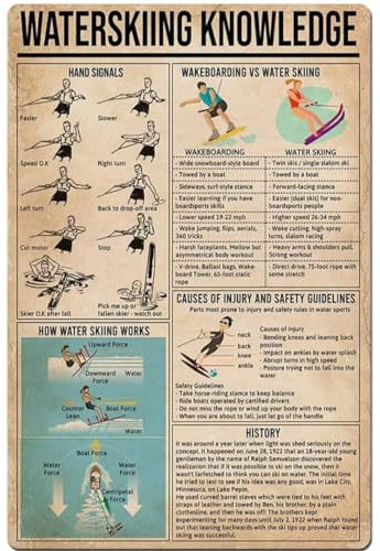 Retro-Metallblechschild, Wasserski-Wissen, Poster, Schild für Wand, Poster, Zuhause, Bar, Geschäft, Kaffee, Vintage-Schild, Geschenk, 30,5 x 40,6 cm