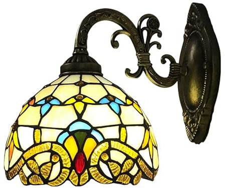 SOPERIT Wandlampe Lampe E27 viktorianischen Tiffany Stil Wandleuchte Innenbeleuchtung Retro Lampenschirm Kuppel Wandleuchte Handwerk Wohnzimmer Beleuchtung Schlafzimmer Beleuchtung